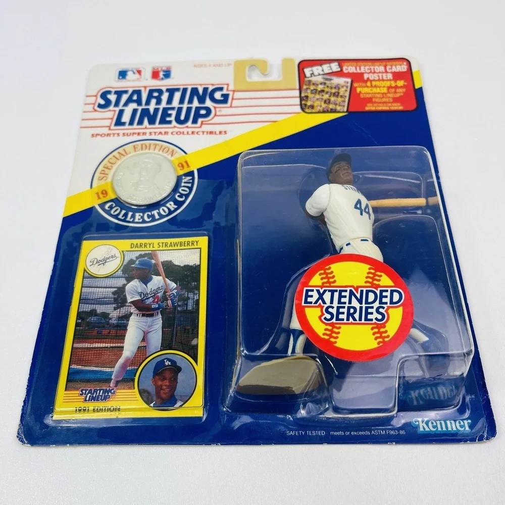 1991 Starting Lineup MLB Darryl Strawberry Dodgers Extended Series Card Coin